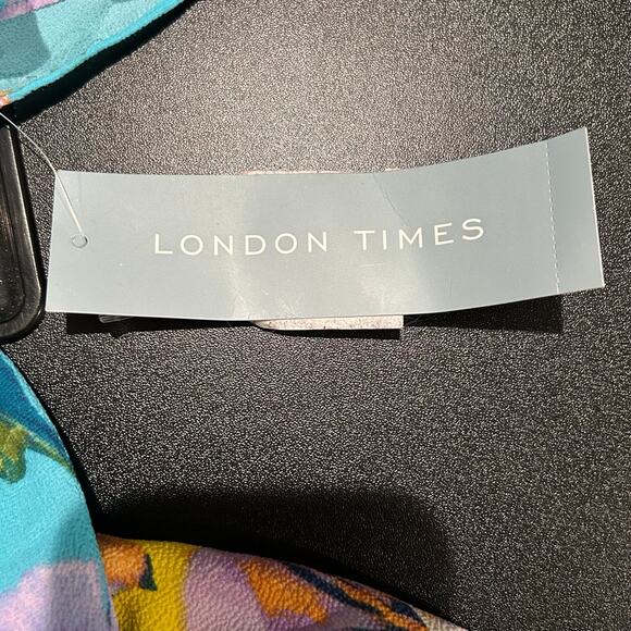 LONDON TIMES Maxi Dress NWT $120 Aqua Yellow Floral Size 12 - Picture 8 of 9